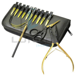 Petit kit de formation d'extension de cheveux pour les étudiants Outils d'extension de cheveux de qualité supérieure à bas prix Hot Black Matte & Gold Color - Product Image 3
