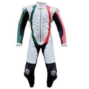 Combinaison de moto en cuir légère et respirante, genoux et épaules renforcés, imperméable et coupe-vent, pour usage sportif, urbain et course automobile - Product Image 1