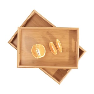 Plateau de service en bois rectangulaire pour thé, café et collations Plateau élégant fait à la main pour table à manger de cuisine et utilisation décorative pour la maison - Product Image 1