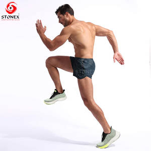 Personnalisé America Vintage Streetwear Fitness Sports Short de jogging Double Hommes Impression numérique Short en maille uni pour hommes - Product Image 4