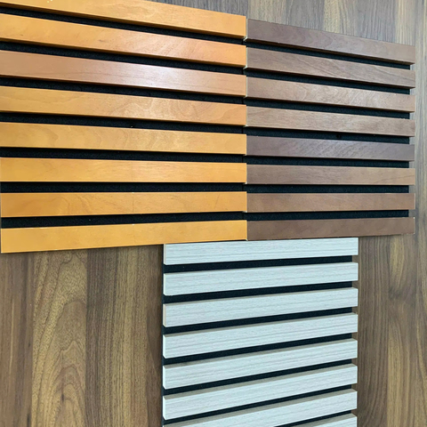 Acoustic Wooden Slat Wall Panels MDF Rubber Wood With Felt Soundproof Decorative Panels For Interior Design And Furniture