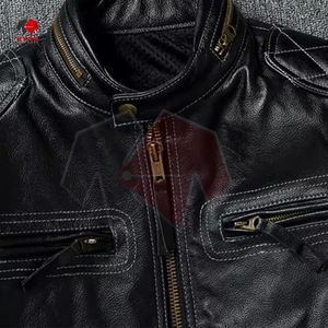 Chaqueta de cuero de invierno para hombre de tela tejida suave con logotipo personalizado y sublimación de color sólido - Product Image 4