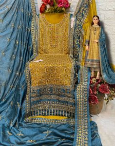Nuevo diseñador tradicional indio pakistaní Salwar Kameez traje con bordado trabajo vestido de estilo moderno - Product Image 3