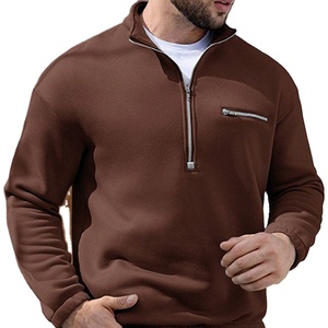 Sweat-shirt court pour homme en molleton 100% coton, anti-rétrécissement, coupe-vent, avec demi-fermeture éclair, idéal pour l'hiver et personnalisable avec logo - Product Image 1