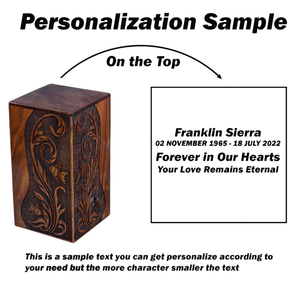 กล่องใส่เถ้ากระดูกโรสวูดทำมือดีไซน์รูปดอกไม้และปลาเทวดาแกะสลักดีไซน์โกศไม้แบบพรีเมี่ยม - Product Image 3