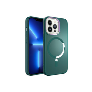 Coque de protection en silicone vert foncé Netzy SAFA Style pour iPhone 13 Pro-14 Plus compatible MagSafe, recharge sans fil PC - Product Image 1