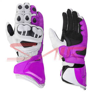 Guantes de moto de dedo completo de cuero genuino con logotipo personalizado Guantes de carreras de deportes de invierno con funcionalidad de pantalla táctil - Product Image 4