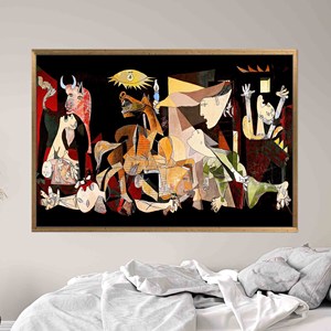 Toile imprimée Picasso : Art mural abstrait moderne et surréaliste, 1P : encadré or - Product Image 1