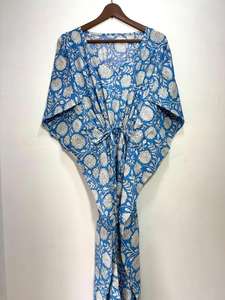 ชุดเดรสผ้าคอตตอนพิมพ์ลายสไตล์อินเดียน้ำหนักเบาใส่สบายชุดชายหาดชุดคลุมยาวถึงพื้นเอวธรรมชาติ - Product Image 6