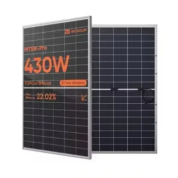Mate panel surya transparan, bingkai hitam, tipe N, sel surya transparan 400W 425W 430W, panel surya Topcon wajah untuk penggunaan di rumah