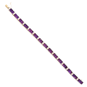 Delicate Handmade Real Amethyst & American Diamond Tennis <b>Bracelet</b> Low Moq Rhodium Plated Jewelry 925 <b>Solid</b> <b>Silver</b> Party Wear - Product Image 4