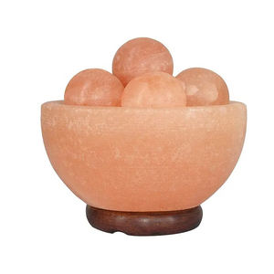 Cristal artisanal himalayen sculpté à la main matériau organique forme de boule de nuit de sel lampe de sel de l'Himalaya bol de feu avec boule ronde - Product Image 3