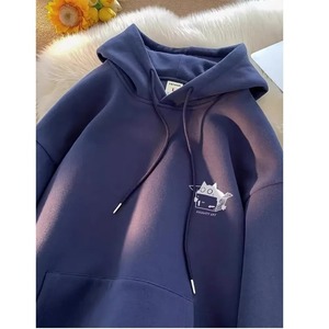 Sudadera con Capucha Holgada y Ecológica para Mujer, Estilo Americano, con Forro Polar, Versátil, con Logotipo de Dibujos Animados en la Parte Delantera, para Otoño/Invierno - Product Image 6