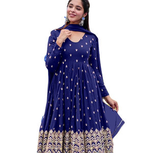 Último diseñador Heavy Faux Georgette bordado secuencia trabajo Anarkali Vestido por Fab Zone ropa india y paquistaní - Product Image 1