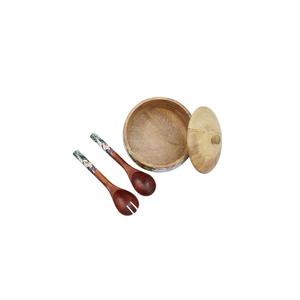 Nouvelle vaisselle en bois grand bol de service en bois pour salade légumes et Fruits bol à salade en bois d'acacia vaisselle bol d'autocollant en émail - Product Image 5