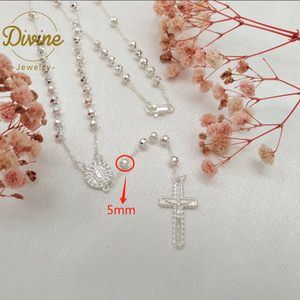 Vente en gros de collier chapelet religieux Offre Spéciale vierge <span class=keywords><strong>marie</strong></span> collier chapelet en laiton blanc argent - Product Image 2