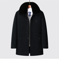 Manteau d'hiver élégant et chaud pour homme en mélange de laine tricoté, éco-responsable, à simple boutonnage et col rabattu, épais et de qualité supérieure