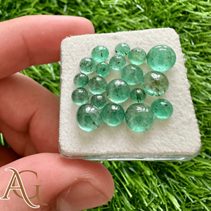 Natural Emerald Zambian Round Cabochon Faceted Gemstone For Jewelry Making Loose Gemstone certified - Product Image 4