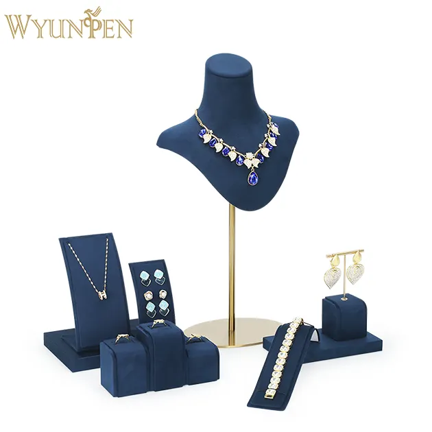 WYP Custom Jewelry Display Exhibition Jewelry Holder Rings Earrings Necklace Rack Stand Display Packaging Jewelry Display Set
