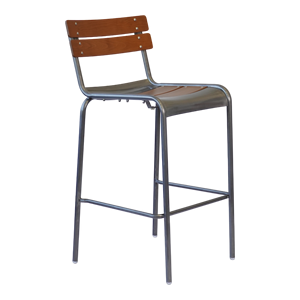 Chaises industrielles à dossier bas en bois avec structure en métal galvanisé - Product Image 4