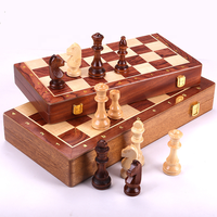 Boîte de jeu de société de luxe de 15 pouces pour enfants, pour stimuler l'intelligence, avec un échiquier en bois à motif marbré avancé.