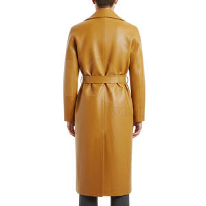 Manteau trench en cuir raffiné pour homme, réversible, boutonné, design long de qualité supérieure, coupe confortable, parfait pour la mode d'hiver et les affaires - Product Image 5
