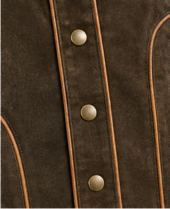 <b>Men's</b> <b>Suede</b> Leather <b>Jacket</b> Turn-down Collar Button Closure - Product Image 3