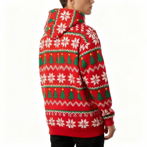 Sweats à capuche de Noël festifs 2025, usine OEM, logo personnalisé, pull en polaire pour les fêtes, impression numérique d'hiver, fournisseur de mode unisexe - Product Image 3