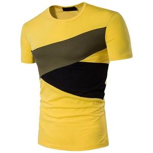 Nueva llegada 200g 100% algodón Spandex Color Block Casual Loose Fit hombres manga corta Camiseta cuello redondo - Product Image 4