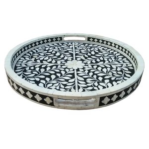 Bandeja con incrustaciones de hueso de alta calidad de lujo de fábrica directa, bandeja de servicio india hecha a mano con calidad asegurada - Product Image 2