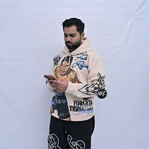 Streetwear surdimensionné 100% coton personnalisé, surdimensionné, survêtement à capuche en deux pièces avec survêtement à manches longues - Product Image 2