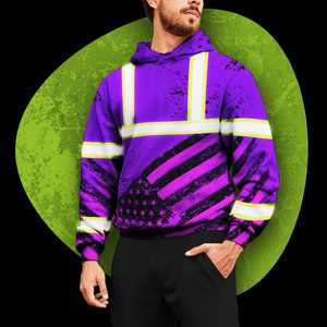 เสื้อฮู้ดผ้าคอตตอนมีฮู้ดแบบมี100% ธงชาติอเมริกันสะท้อนแสง - Product Image 6