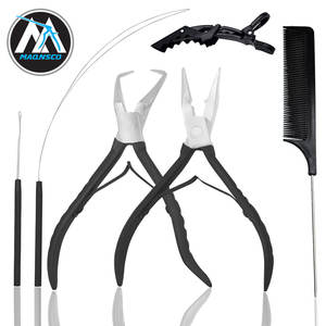 Kit profesional de herramientas de extensiones Microlink & Itip, alicates de extensión de cabello de acero inoxidable negro - Product Image 1