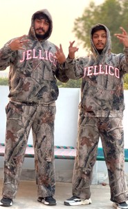 Survêtements pour hommes en molleton camouflage avec logo personnalisé, coupe ample de haute qualité, sweats à capuche surdimensionnés, pantalon de survêtement à jambe droite - Product Image 5