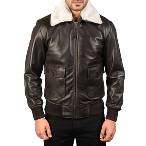 Veste en cuir confortable pour homme, best-seller, veste en cuir fourrée pour l'hiver, veste d'hiver pour homme, fourrure de mouton blanche - Product Image 4
