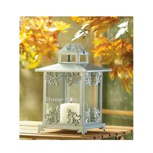 Juego de 2 velas de tamaño y forma personalizados, farol colgante de hierro y vidrio de Color blanco a un precio atractivo - Product Image 6