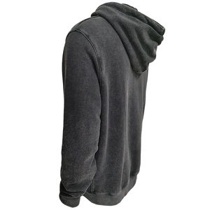 Sweat à capuche personnalisé pour hommes 100% coton délavé à la française surdimensionné délavé à l'acide bouffant brodé logo hiver teint uni - Product Image 2