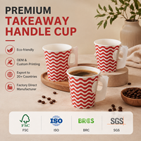 Vaso de Papel Kraft Resistente y Fiable de 280gsm/300gsm con Asa, para Café, Comida y Bebidas, de Calidad Artesanal
