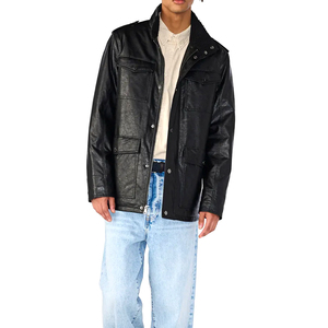 Chaqueta de Cuero Sintético de Piel de Vaca para Hombre, Talla Grande, Otoño Invierno, Color Sólido, Informal, Moderna, Elegante, con Logotipo Frontal, Estilo Urbano - Product Image 5