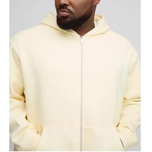 Top Tendance article 100% Coton hommes fermeture éclair à capuche poids lourd couleur unie goutte épaule confortable homme fermeture éclair à capuche - Product Image 6