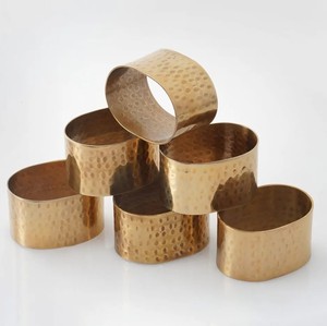 Modern Luxury Hammered Napkin Ring Top Selling Metal <b>Table</b> Topper for Wedding Restaurant & Home Use Stocked Napkin Holder - Product Image 2