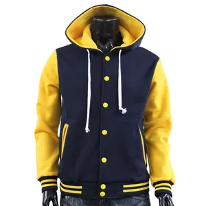 Mens Hood bóng chày Varsity Áo khoác thể thao Câu Lạc Bộ bóng chày đội mũ trùm đầu màu đỏ và màu đen Varsity Áo khoác nam bóng chày Đại Học áo khoác với mui xe