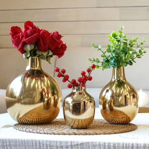 Jarrones atractivos decoración del hogar florero de Metal dorado maceta hecha a mano para mesa de boda centro de mesa estilo Vintage Floral nuevo jarrón - Product Image 6