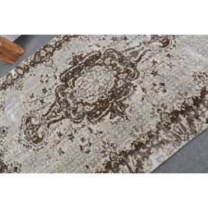 Alfombra turca Vintage, área grande, 5,3x7,6 pies, rectángulo, patrón de retazos abstracto, látex de lana marrón y Beige para decoración de habitación de pasillo - Product Image 5