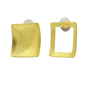 Pendientes de latón hechos a mano con diseño geométrico, chapados en oro, estilo étnico vintage, a la moda, con colgante y aro incluidos. - Product Image 1
