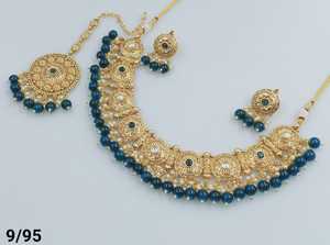 JOYERÍA DE COBRE TRADICIONAL Y DE MODA INDIA CONJUNTO DE JOYERÍA DE BODA NOVIA PARA MUJER CONJUNTO DE PENDIENTES Y COLLAR - Product Image 3