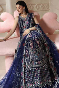 Lehenga Choli Anarkali de luxe pour femmes, lourdement orné, en acrylique, pour les fêtes, les réceptions de mariage formelles, look de mariée - Product Image 4