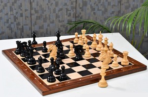 Piezas de Ajedrez de Lujo de la Serie India-Americana, Nuevas, con Peso, Madera de Ébano Genuina y Boj Indio, Rey de 4.4 Pulgadas - Product Image 5