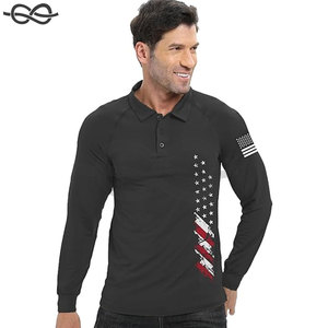 Polo gráfico de manga larga para hombre, Polo elástico informal con bandera americana, estilo raglán patriótico, de Golf Polo, ajuste elegante, deportes al aire libre - Product Image 5