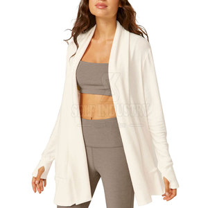 High Quality Breathable Yoga Wrap Cardigan for Women Workout Fitness Wear with Front Logo Spandex/Nylon Fabric Wholesale - Product Image 4